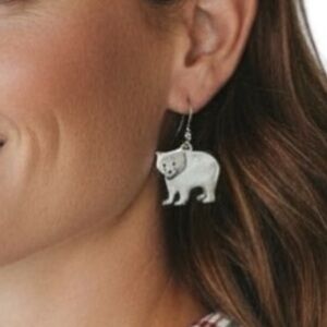Silver Bear Dangle Earrings – Cute Wildlife Animal Charm, Nature Lover Jewelry